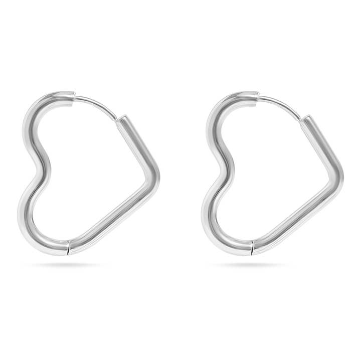 18K Gold Pvd Stainless Steel Heart Hoop Earrings