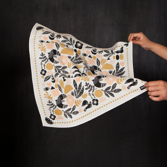 Recycled Cotton bird & floral bandana