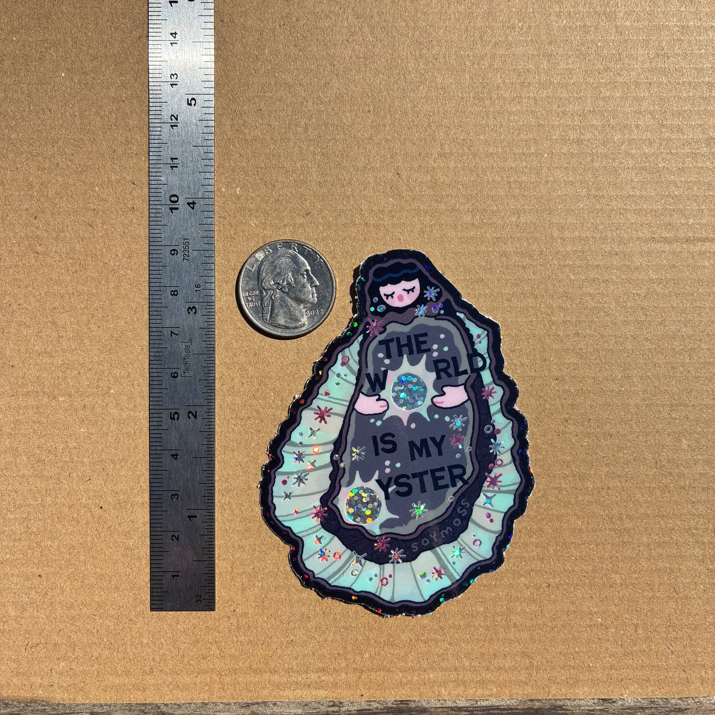The World Is My Oyster Glitter Sticker