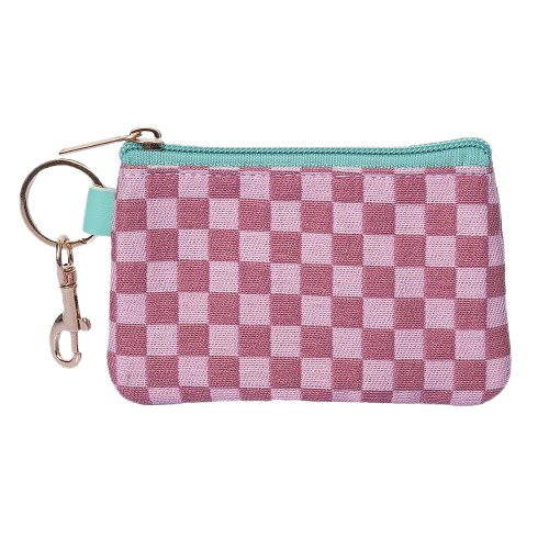 Pink Checkered Zip pouch