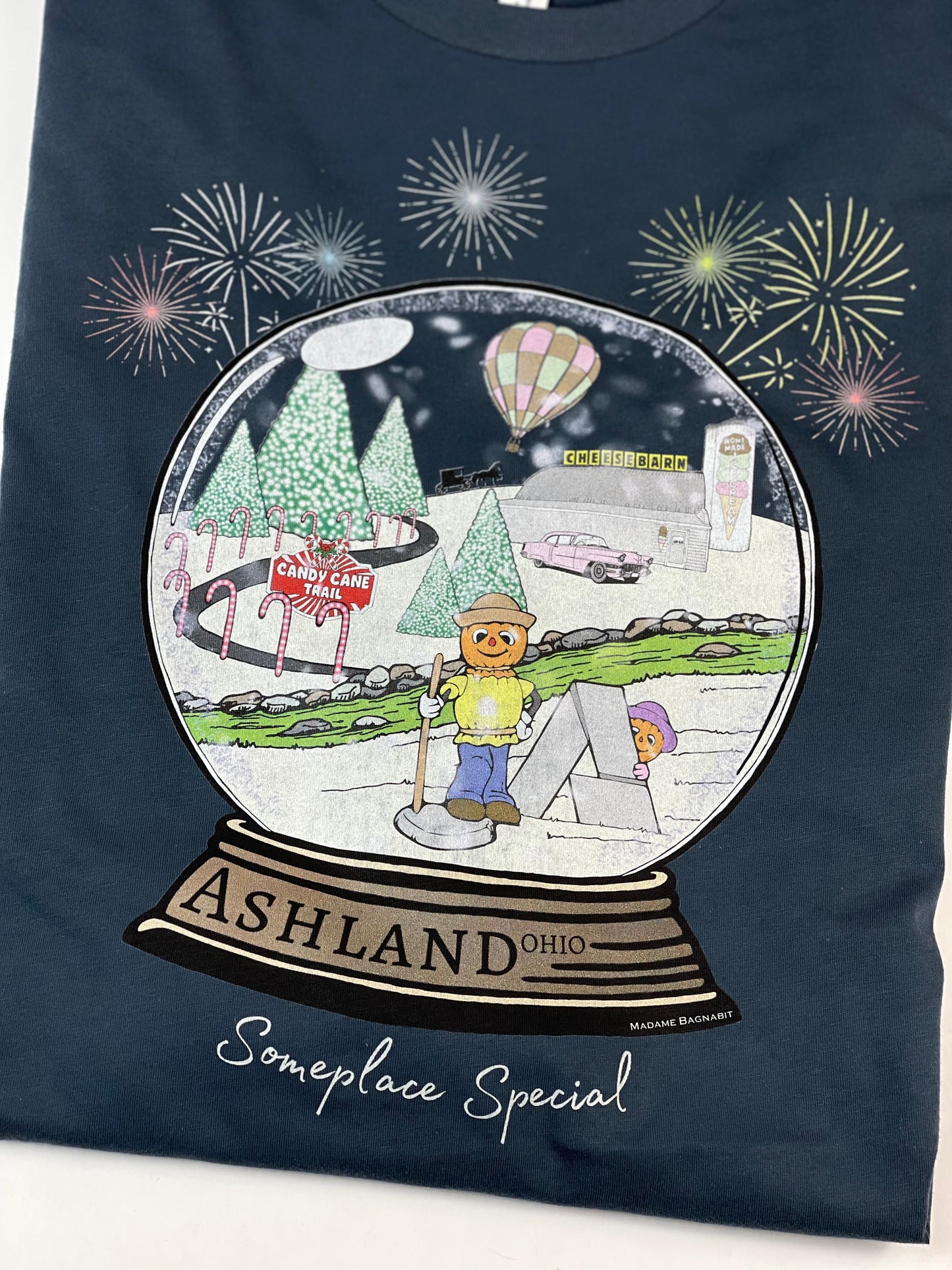 Ashland, OH Someplace Special snow globe long sleeve unisex tshirt