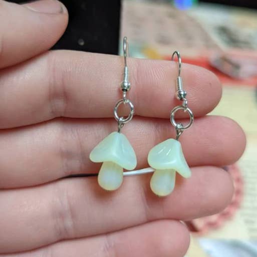 Uranium glass Mushroom earrings