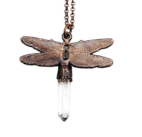 Quartz crystal Dragonfly necklace