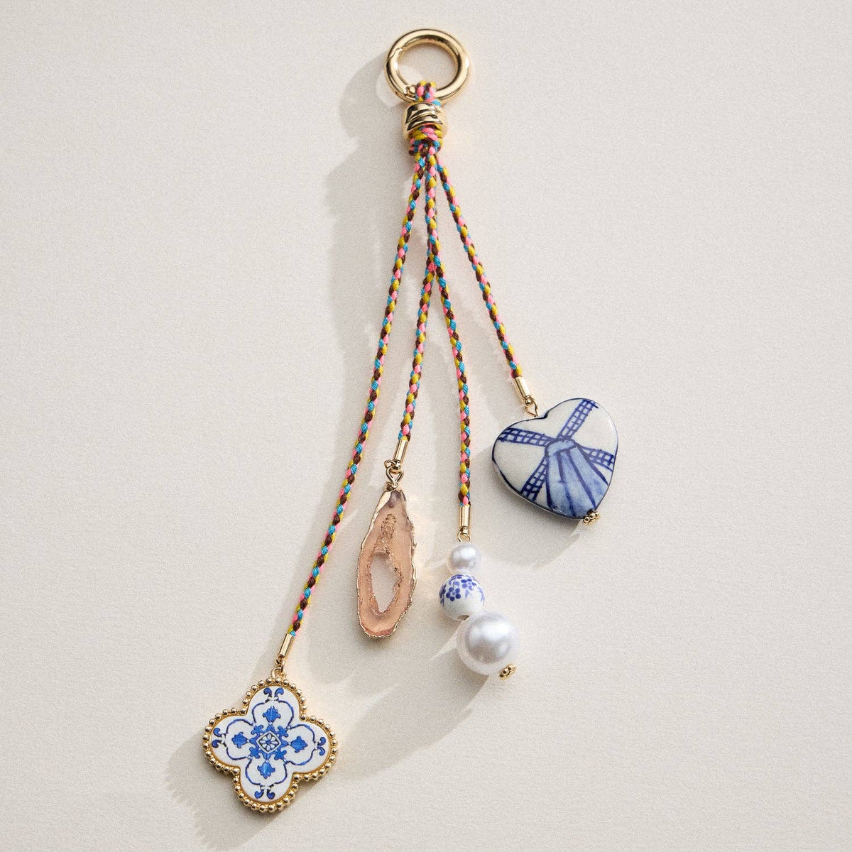 Multicolor Cord Bag Charm | Pearl & Ceramic Accents