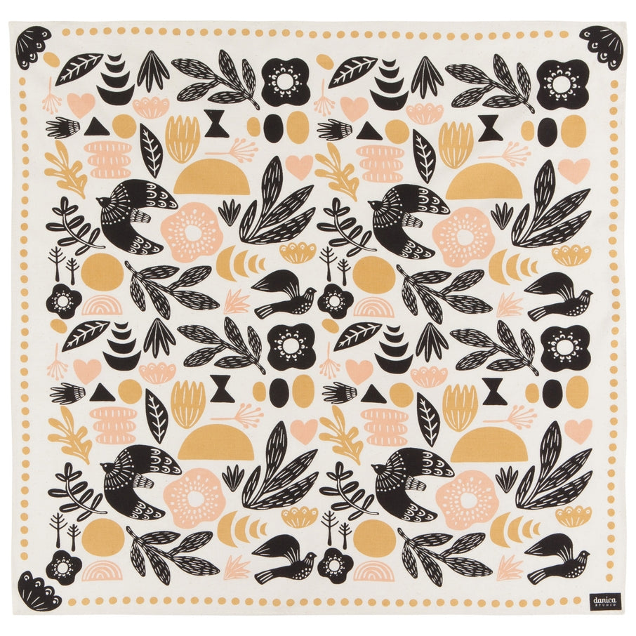 Recycled Cotton bird & floral bandana