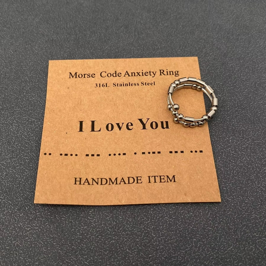Morse code fidget anxiety rings