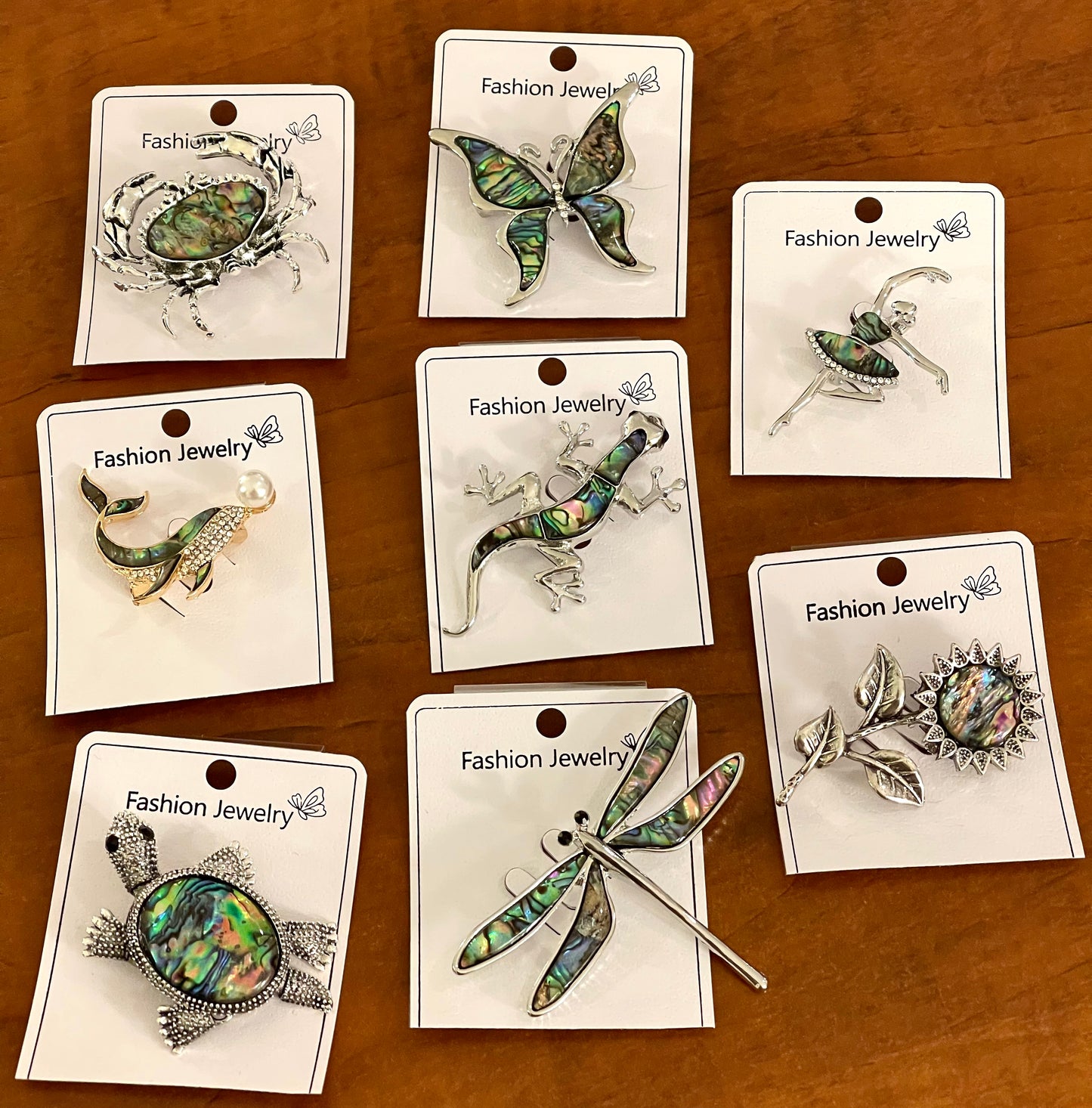 Abalone inlay brooch pins
