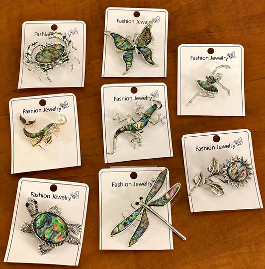 Abalone inlay brooch pins