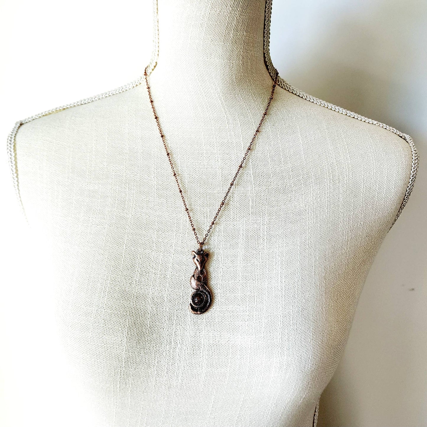 Moss Agate Fox Pendant Necklace