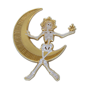 Lady of the Moon skeleton enamel pin