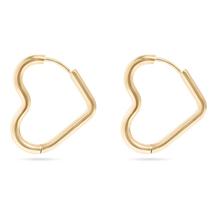 18K Gold Pvd Stainless Steel Heart Hoop Earrings