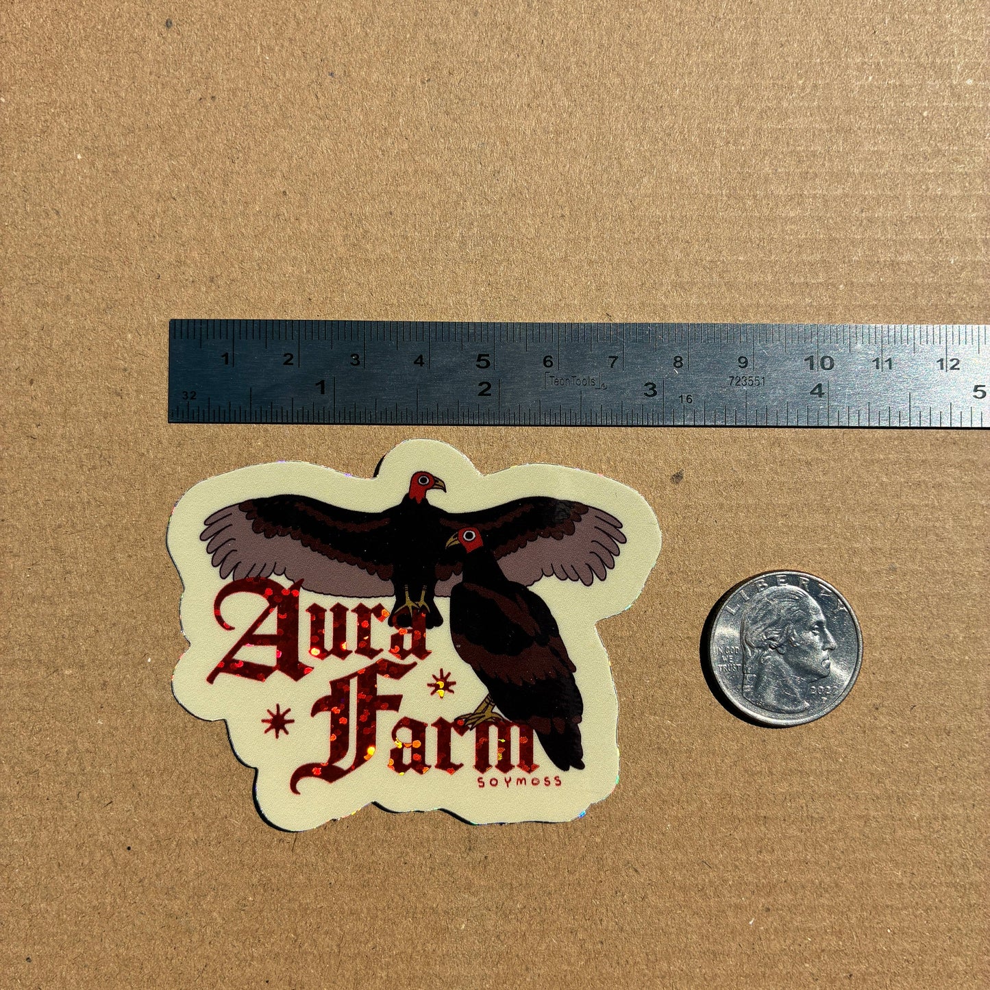 Aura Farm Turkey Vulture Glitter Sticker