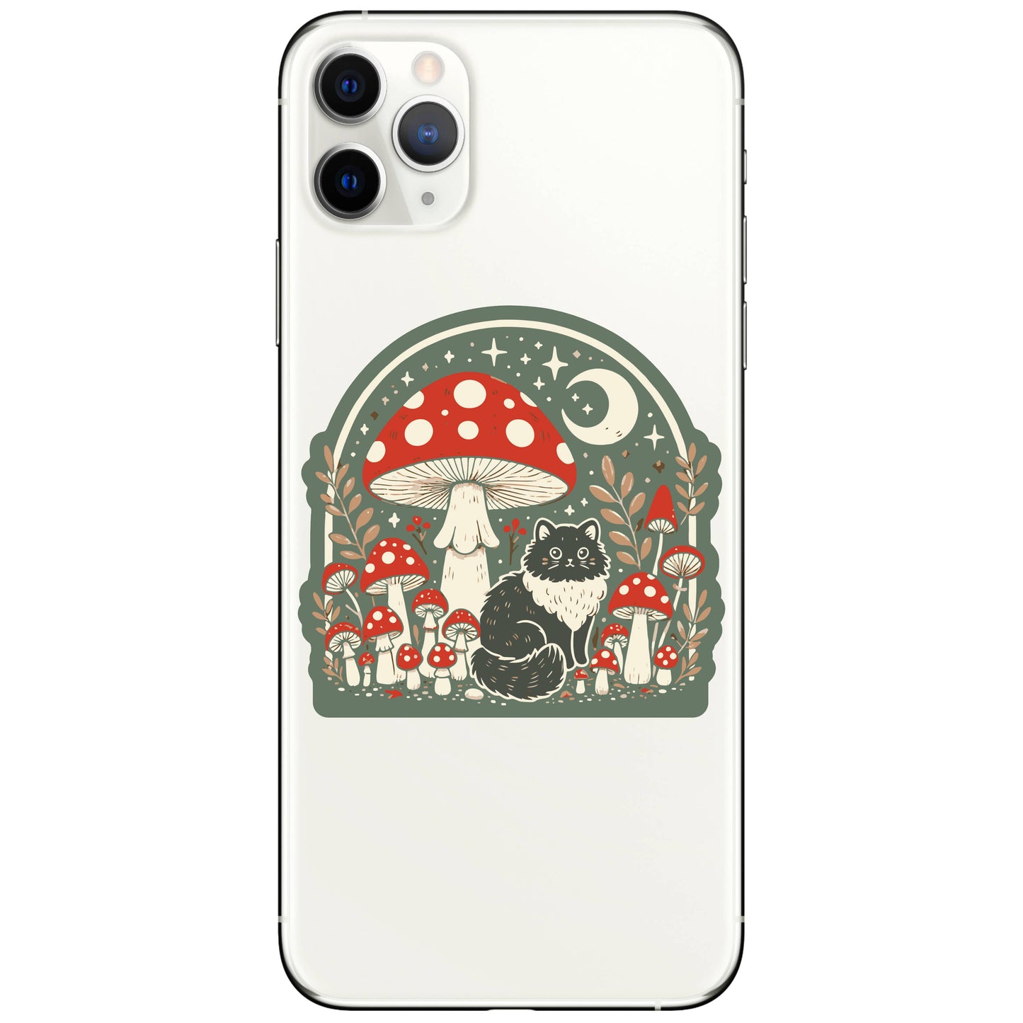 Moon Cat mushrooms Vinyl Sticker