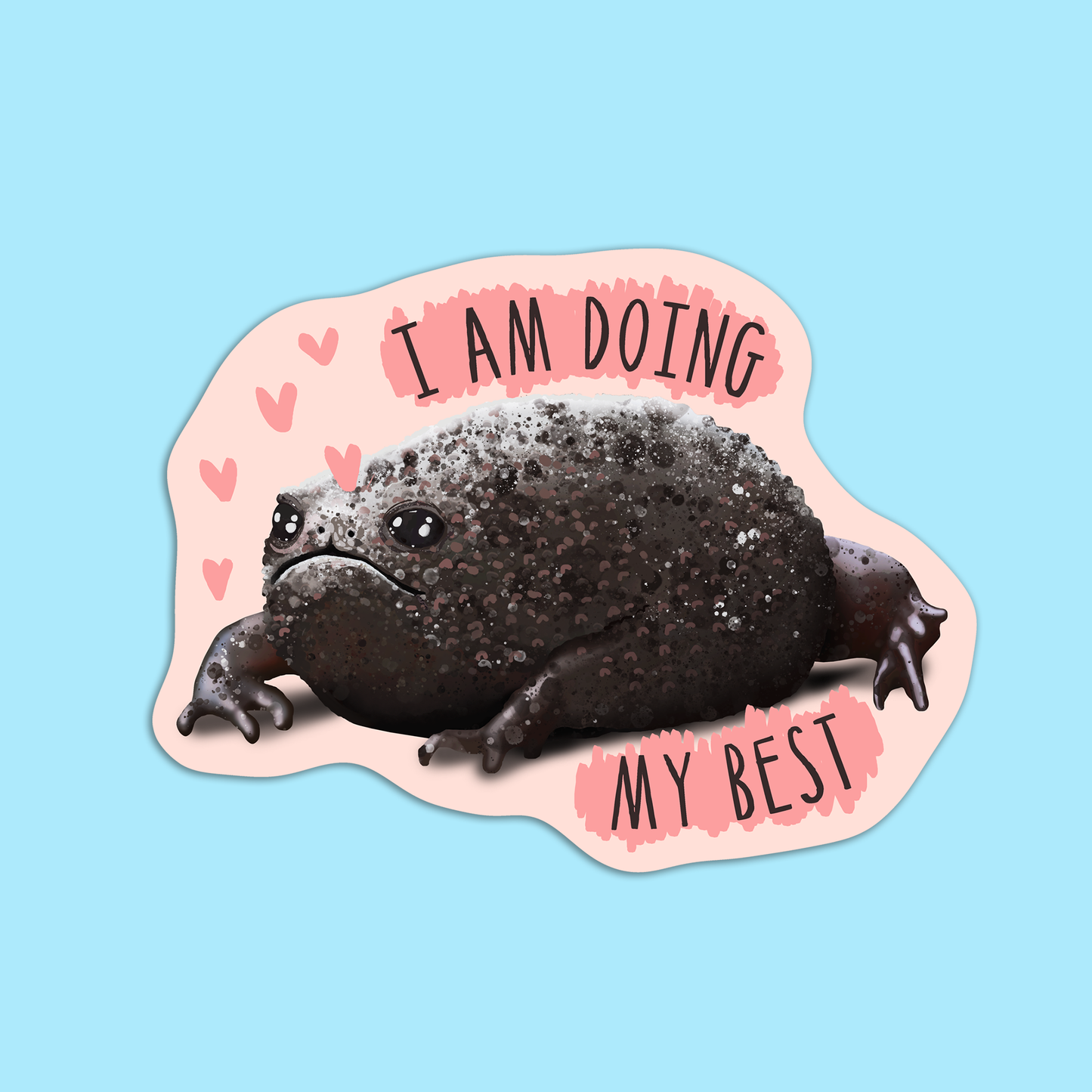 Black Rain Frog Sticker - I Am Doing My Best