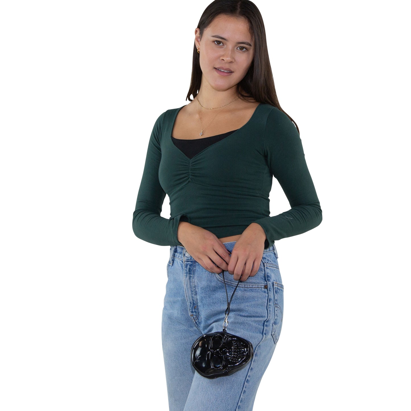Skull zippered wristlet