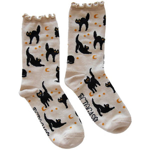 Black Cat ruffle socks