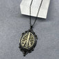 Gothic Style Ribcage bones Pendant Black Necklace