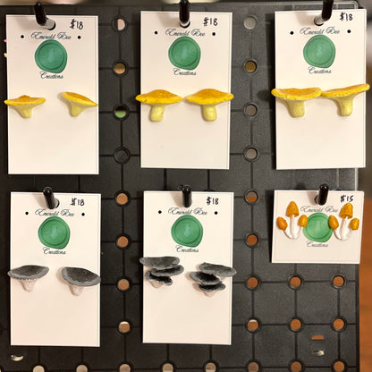 Emerald Bee handmade Mushroom earrings