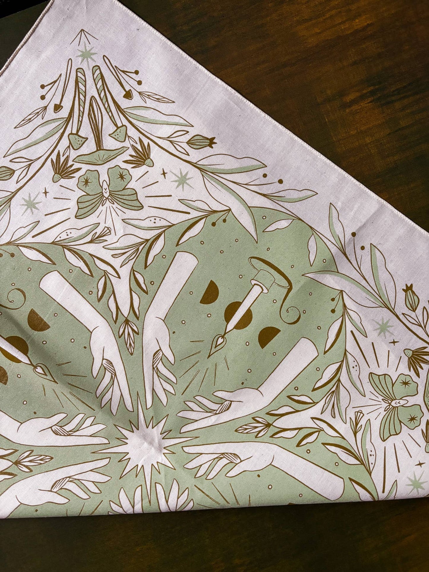 Bandana: Luminary; moss hands moths