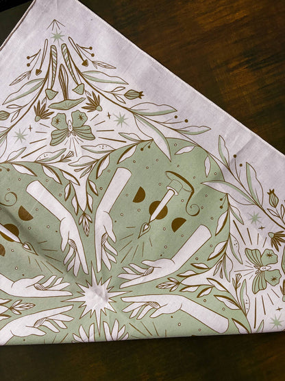 Bandana: Luminary; moss hands moths