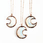Knapped Opalite Crystal Crescent Moon Necklace