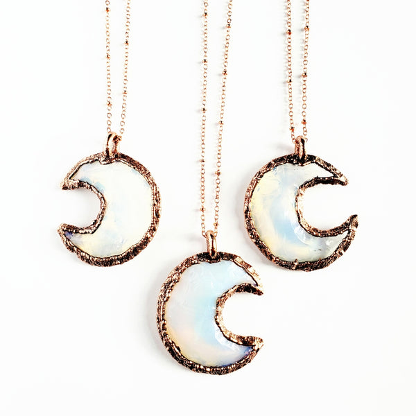 Opalite crescent moon necklace