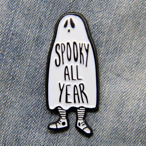 Spooky All Year ghost enamel pin