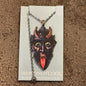 Krampus face pendant necklace