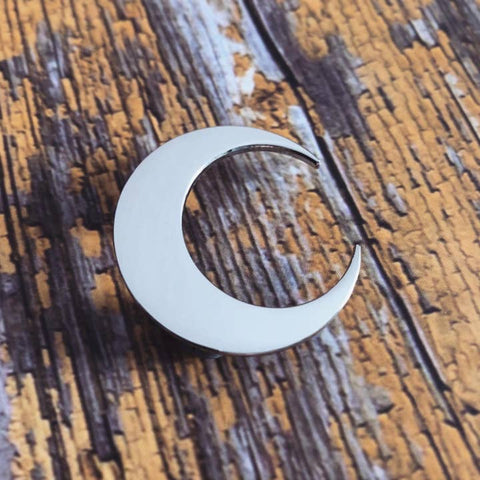 Crescent moon silver pin