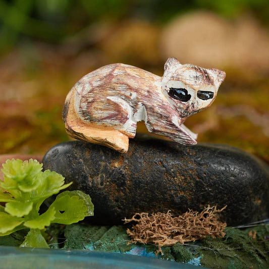 Rustic Mini Hand-Carved Racoon Figurine - 1-1/2" x 1"