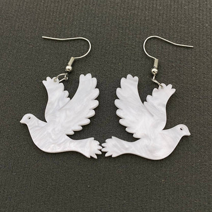 White Acrylic Dove Earrings