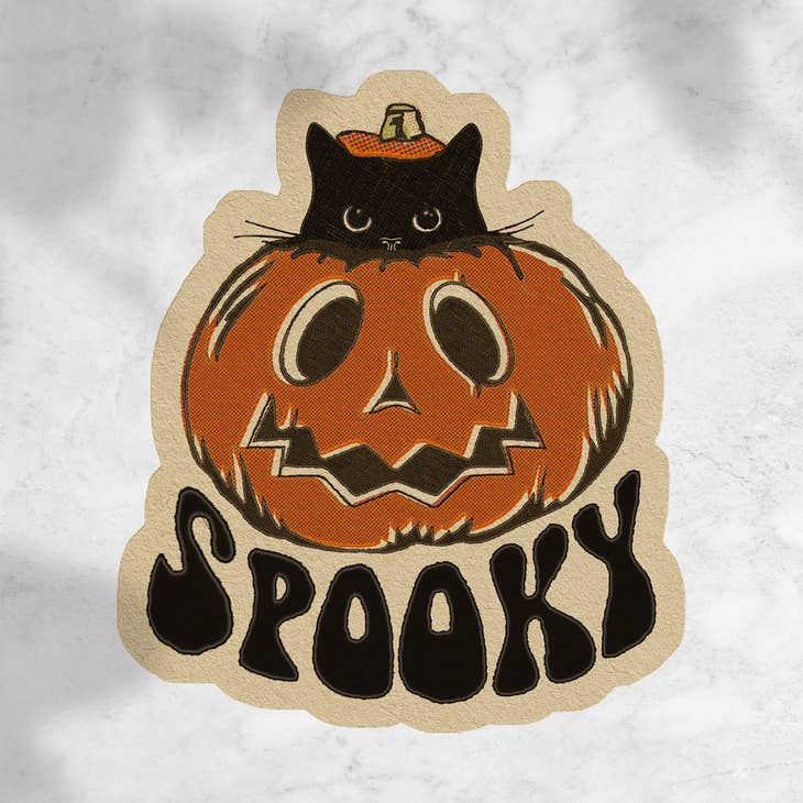 Spooky cat pumpkin sticker