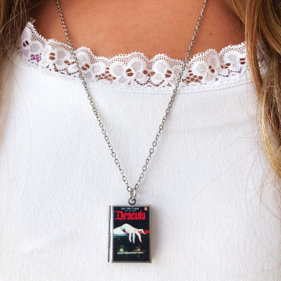 Dracula book locket necklace