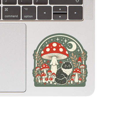 Moon Cat mushrooms Vinyl Sticker