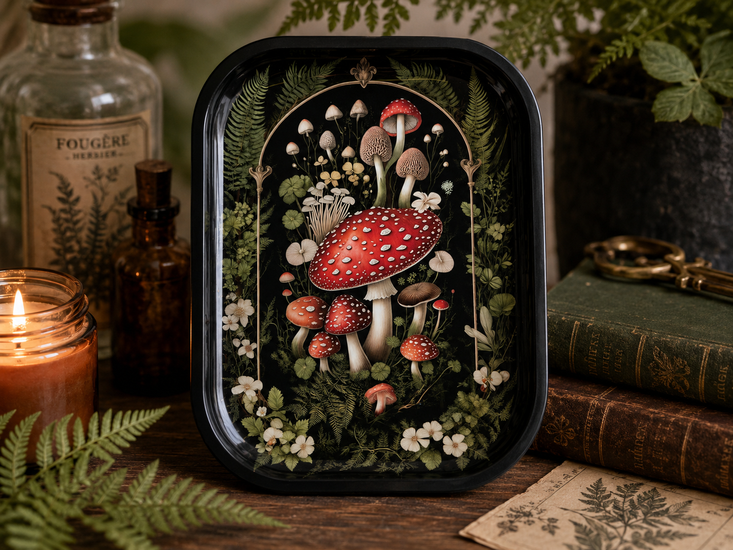 Mushroom Forest Metal Tray