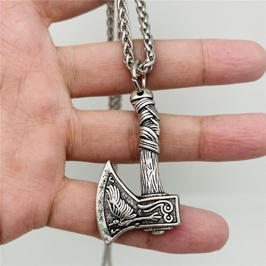 Raven/Wolf Axe Pendant Necklace