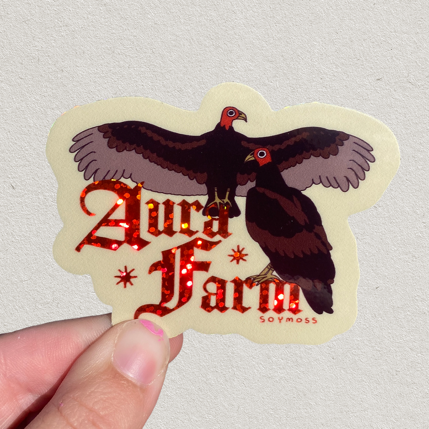 Aura Farm Turkey Vulture Glitter Sticker
