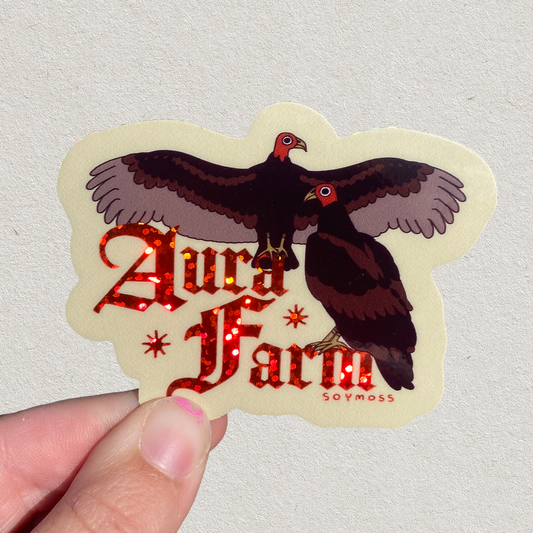 Aura Farm Turkey Vulture Glitter Sticker