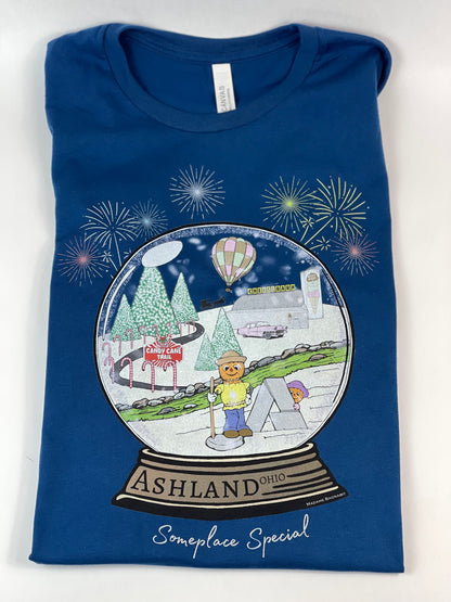 Ashland, OH Someplace Special snow globe unisex tshirt