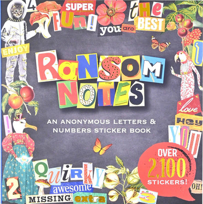 Cover of 'Ransom Notes' sticker book with colorful letters and numbers on a dark background