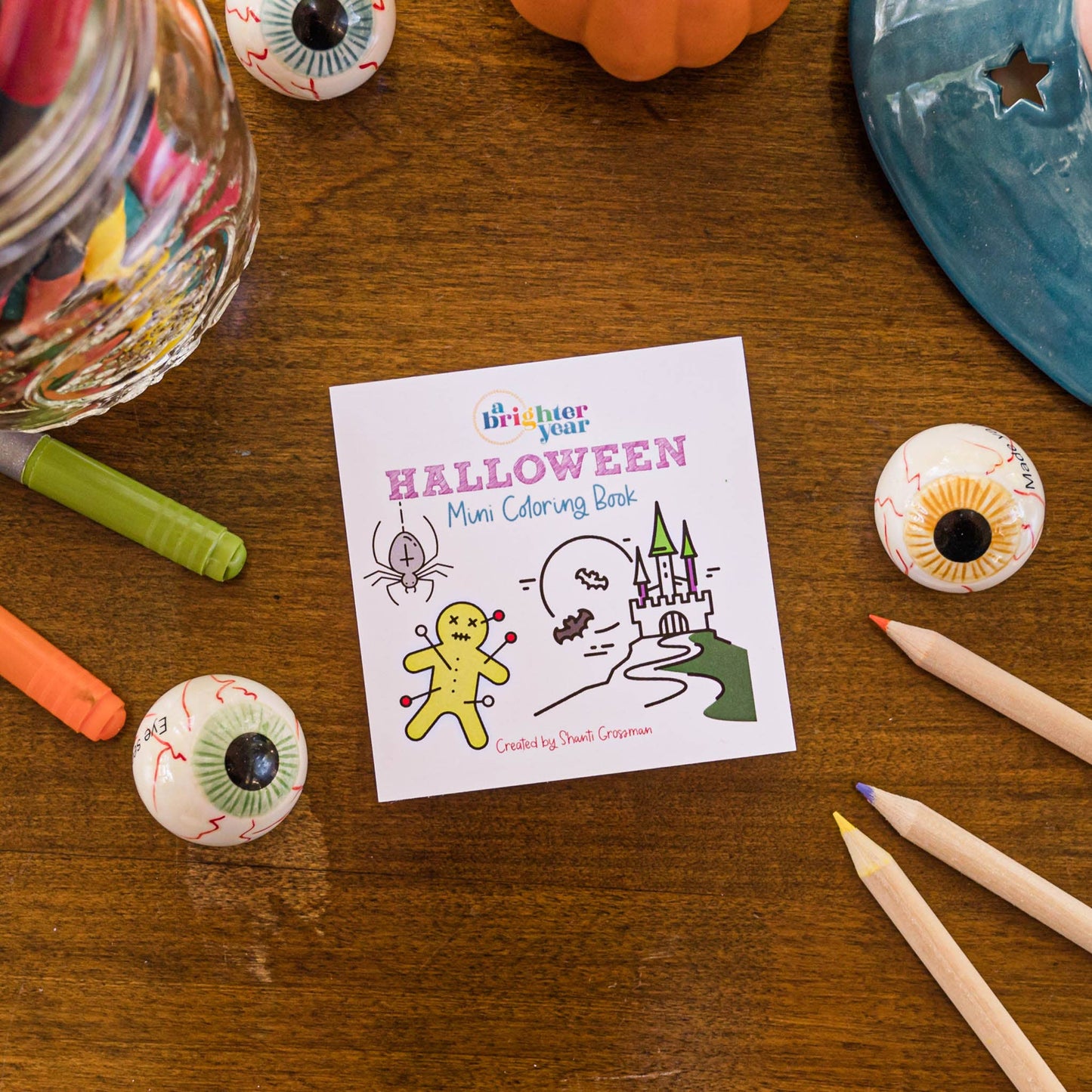 50 Pages Halloween Spooky-theme Mini Coloring Book