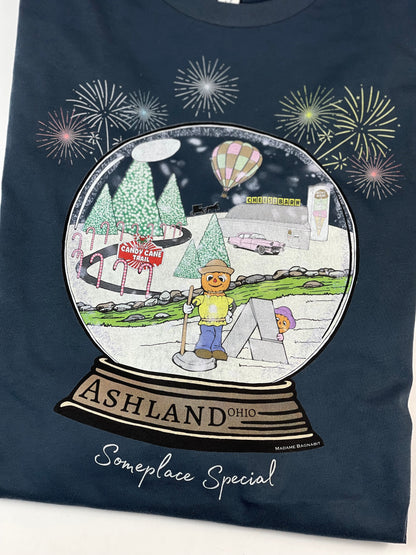 Ashland, OH Someplace Special snow globe long sleeve unisex tshirt