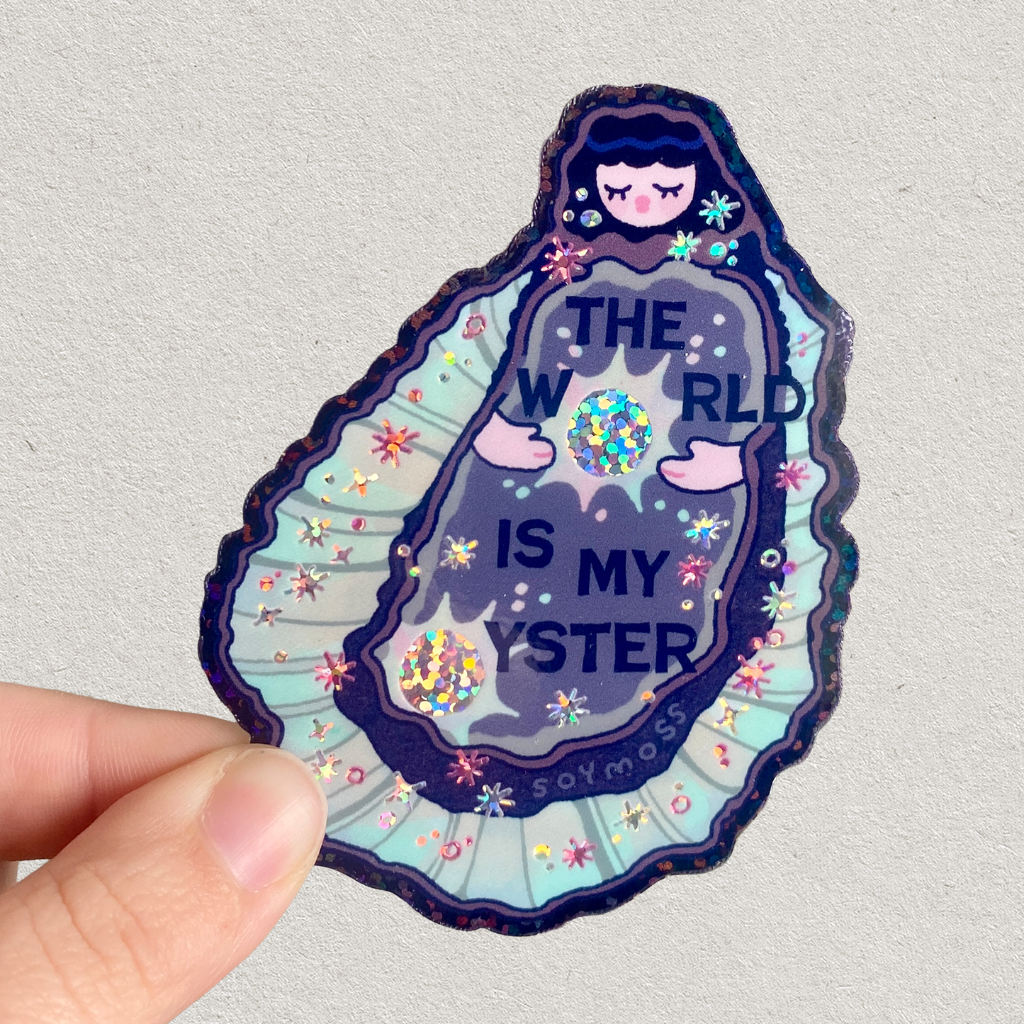 The World Is My Oyster Glitter Sticker