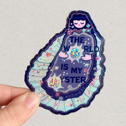 The World Is My Oyster Glitter Sticker