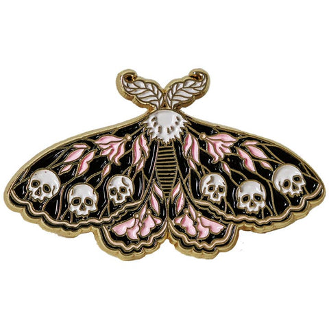 Moth & Skulls enamel pin