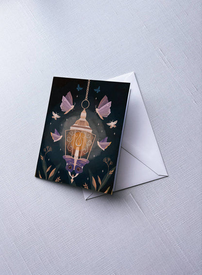 Greeting Card: Moth Lantern; A2 folded, blank