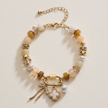 Vibrant Beaded Bracelet | Gold-Tone Trio Charms