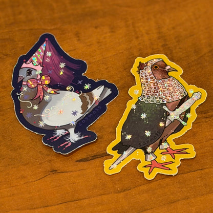 Princess Pigeon and Armor Pigeon glitter stickers
