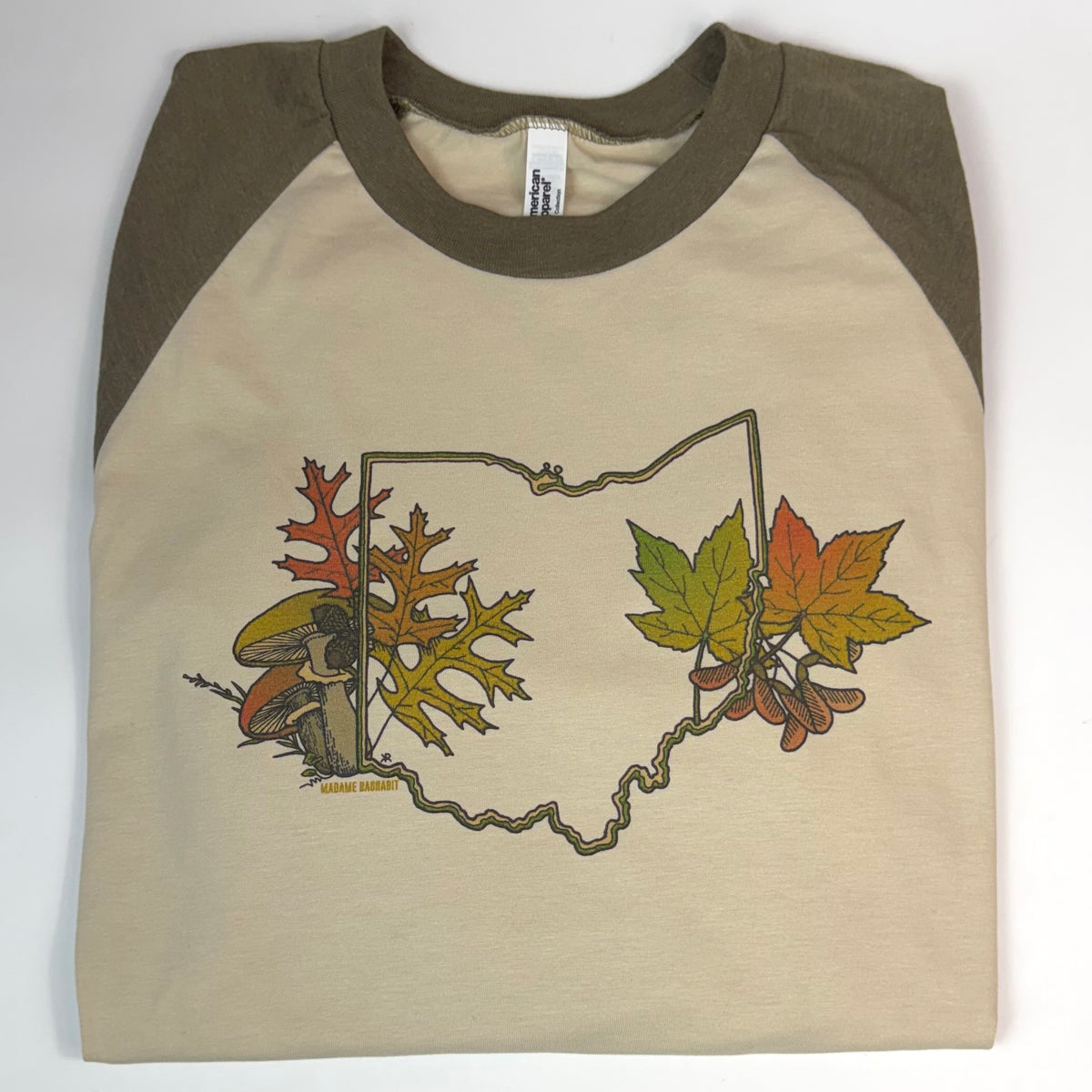 Ohio Fall leaves & mushrooms unisex raglan shirt