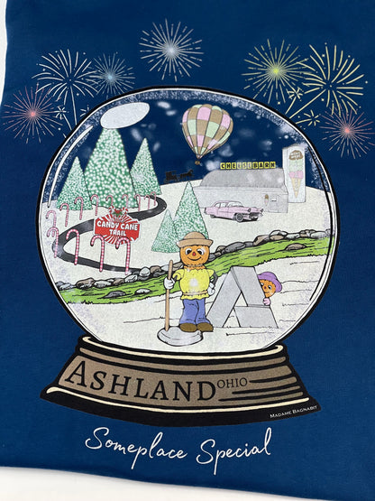 Ashland, OH Someplace Special snow globe unisex tshirt